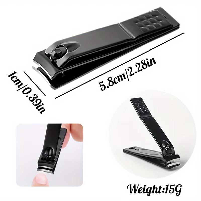 4-Piece Black Manicure Tool Set Stainless Steel Nail Clipper With Nano Glass File Polishing Nail File