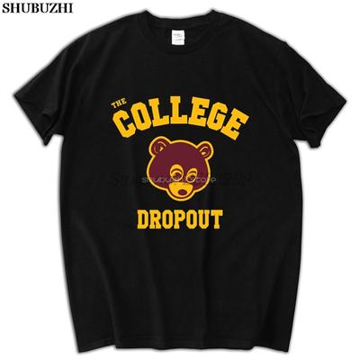 College Dropout T-Shirt Herren Schwarz Musik Aufdruck Geschenk Kurzarm Lässiges T-Shirt Männliches T-Shirt Oberteile Sommer Baumwolle T-Shirt Mann