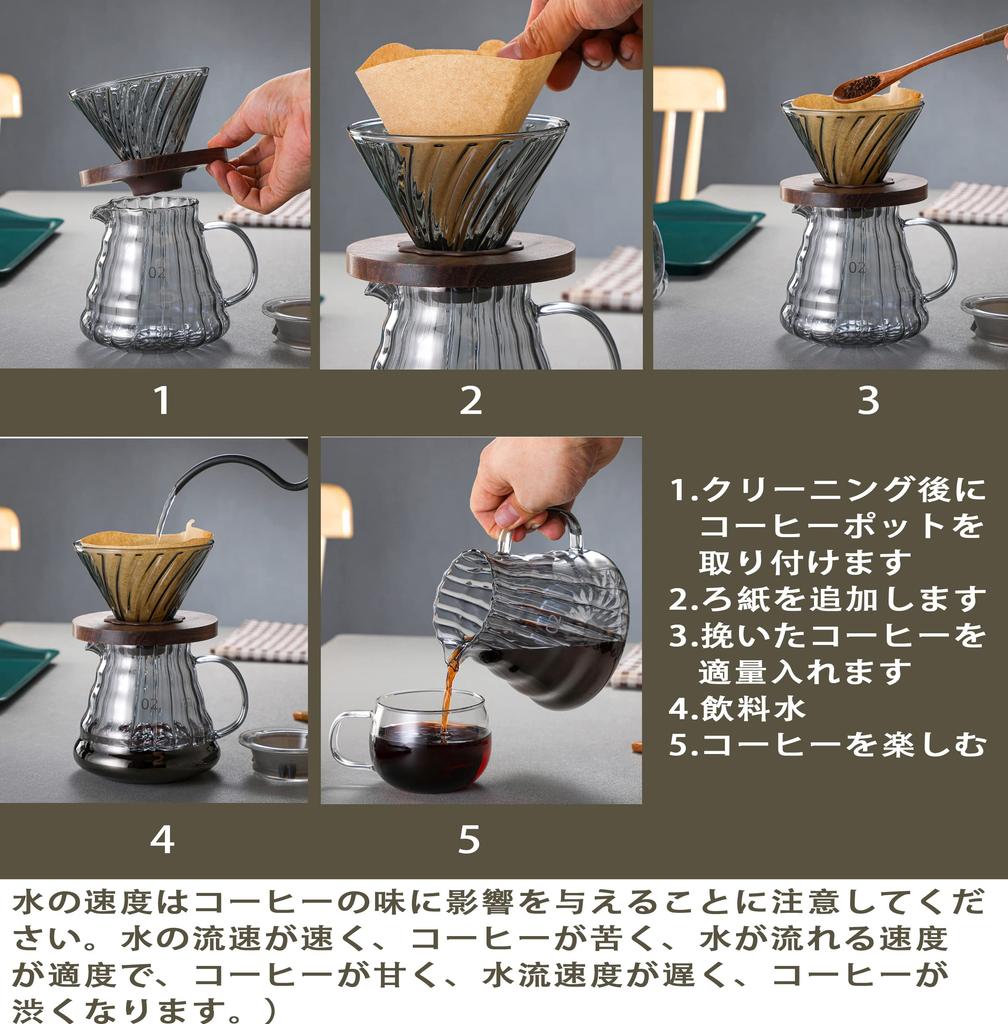 Gugrida 600ml Coffee Server, Drip Coffee Server, Hand Drip Coffee Server, Heat and Cold Resistant, High Boron Silica Glass Material (Transparent)