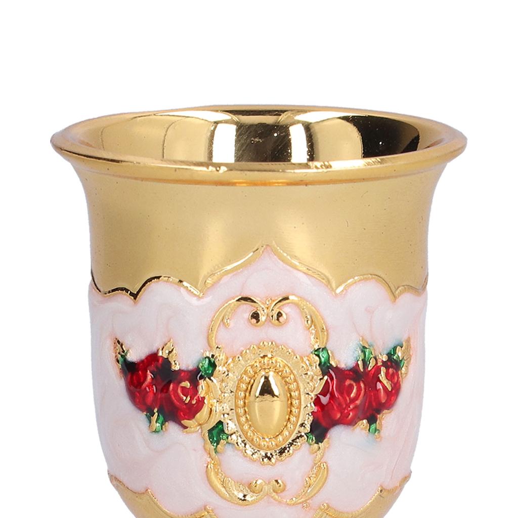 2pcs Metal Goblets Exquisite Painted Flower Pattern Vintage Court E Glass for Bar Drinkware Gift