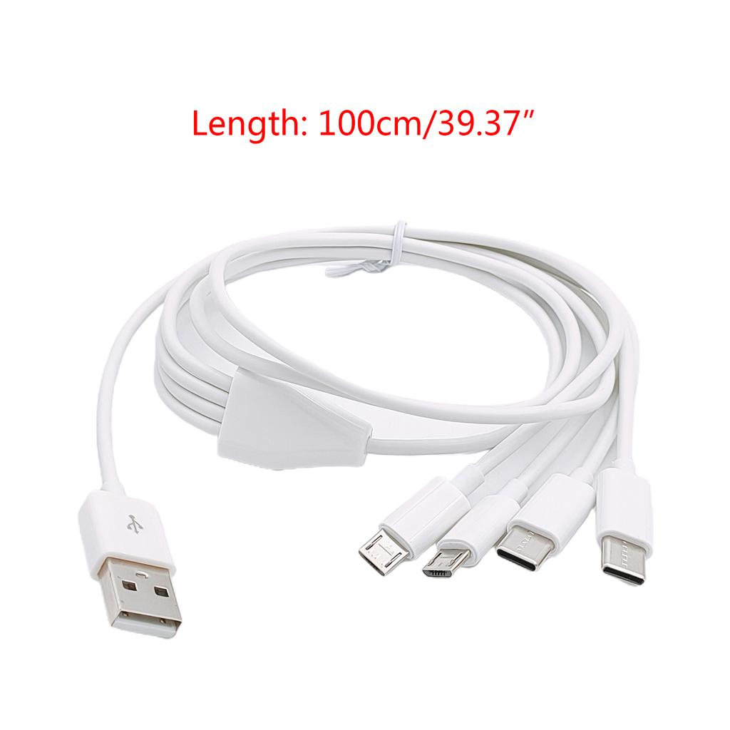 Multi Charging Cable Multiple Charger Cord USB to Type-C/Micro USB Power Cord Portable Power Cord 100cm/39.37in