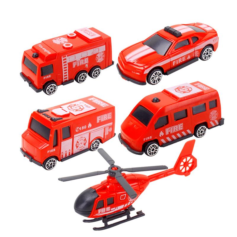 5PCS Cartoon Mini Plastic Military Engineering Skid Row Car Toy Ambulance/Fire Engine/Engineering/Military Vehicle Series