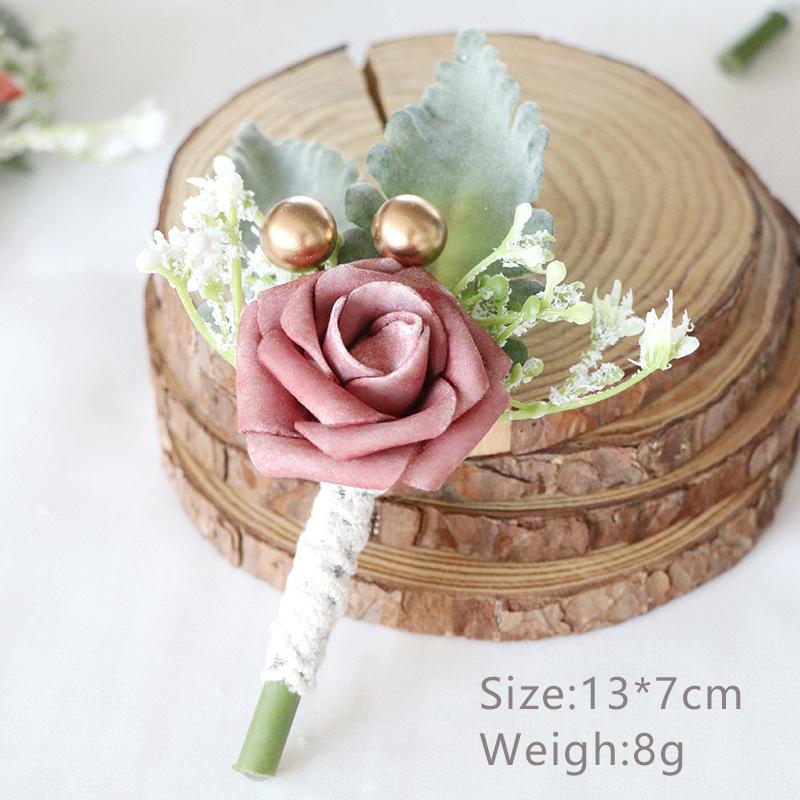 Anstecker Blumen Künstlich Weiße Rosen Seide Elfenbein Corsage Knopfloch Trauzeugen Anstecker für Herren Hochzeitszubehör