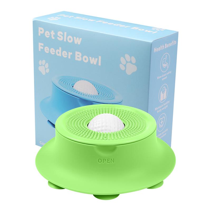 Silicone Slow Feeder Bowl with Suction and Ball, Non-Slip Licking Mat for Cats and Dogs