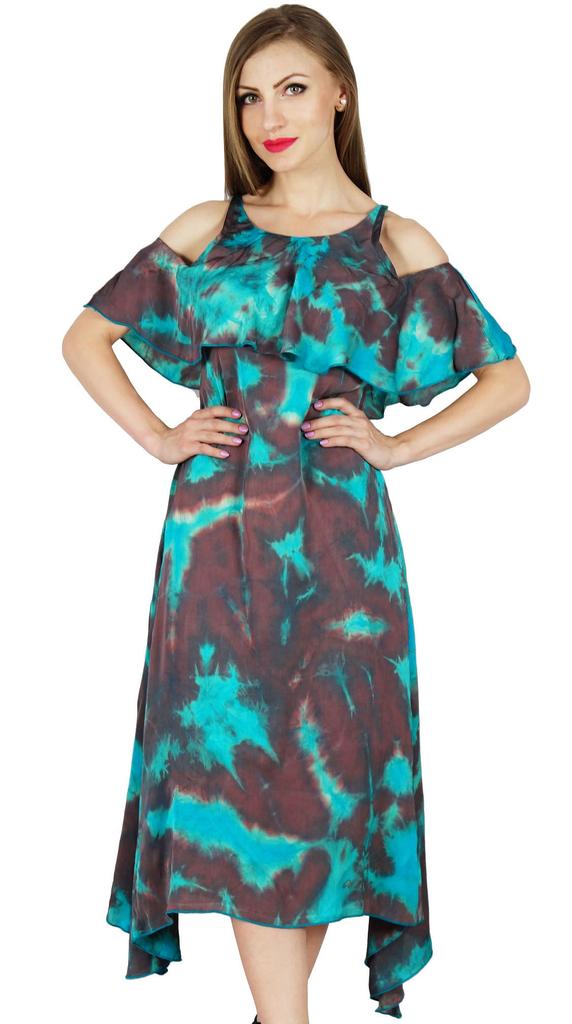 Bimba Women Chic Style Ribbed Cold Shoulder Dress Asymmetrical Holiday