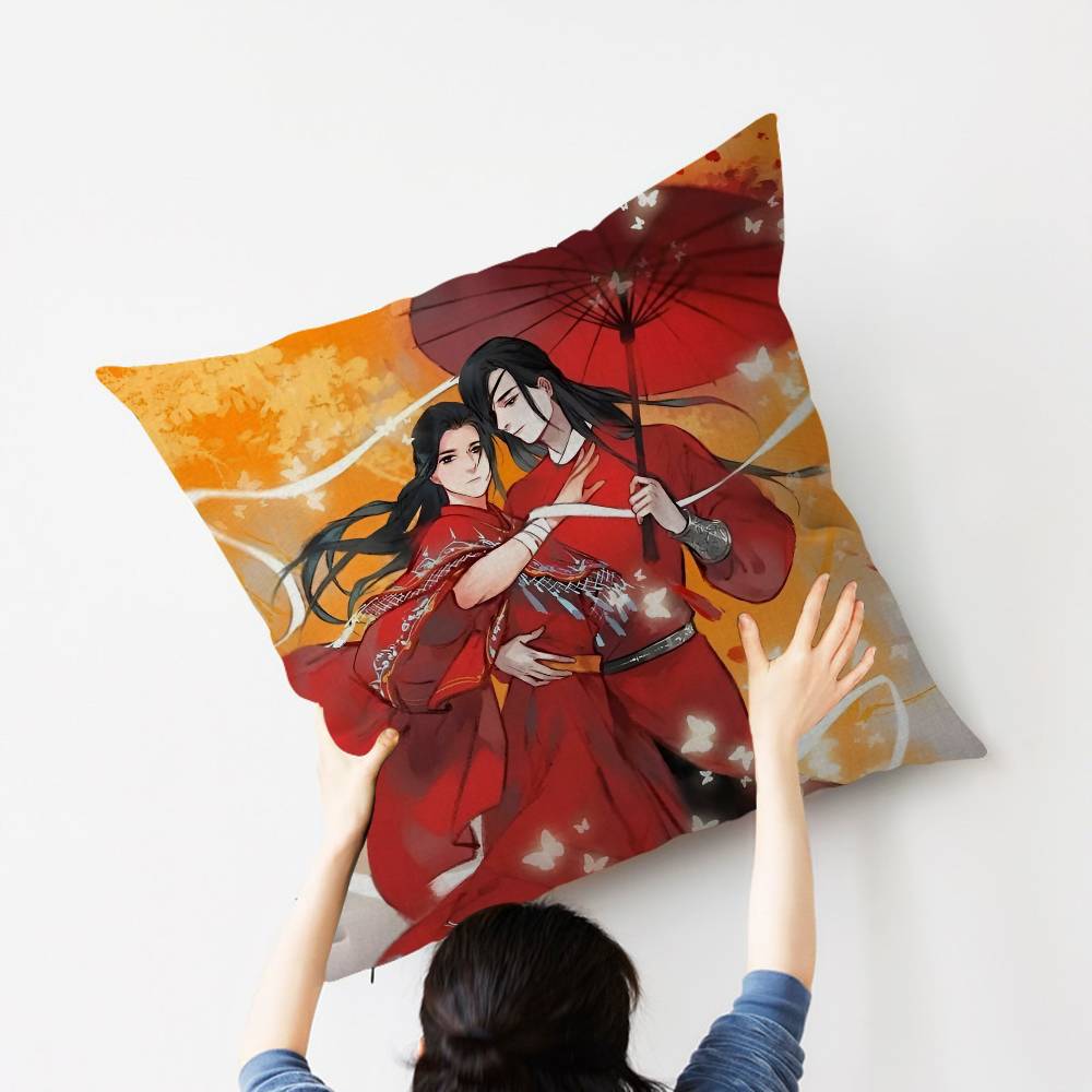 1pc Heavenly Officials Blessing Animation Cushion Cover Car Throw Pillow Case For Sofa Car Christmas Gift 40x40cm 45x45cm