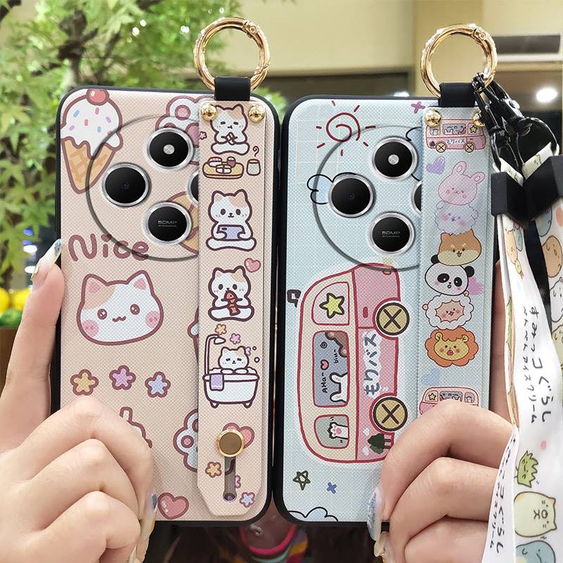Protective Anti-dust Phone Case For Redmi A4 5G Back Cover Shockproof Waterproof Cartoon Silicone Durable Ring Kickstand