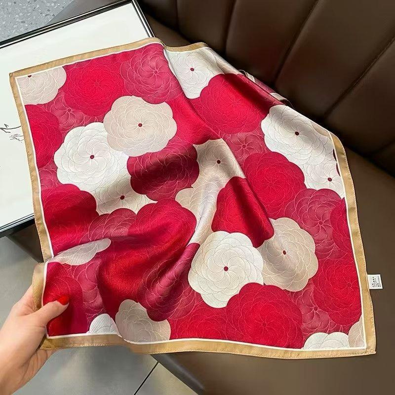 70 simulated silk scarf square scarf women's fashion letter printing small square scarf workplace decoration scarf scarf