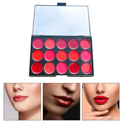 Lippenpalette Bar Hochzeit Anfänger Lippenpalette Feuchtigkeitsspendendes Make-up-Set 15 Farben, Lippenpalette, 1 Stück