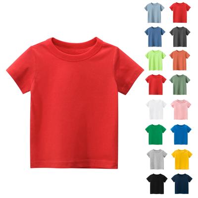 Barn T-shirt Pojkar Flickor Enfärgad Kortärmad Lös Passform Tröjor Toppar