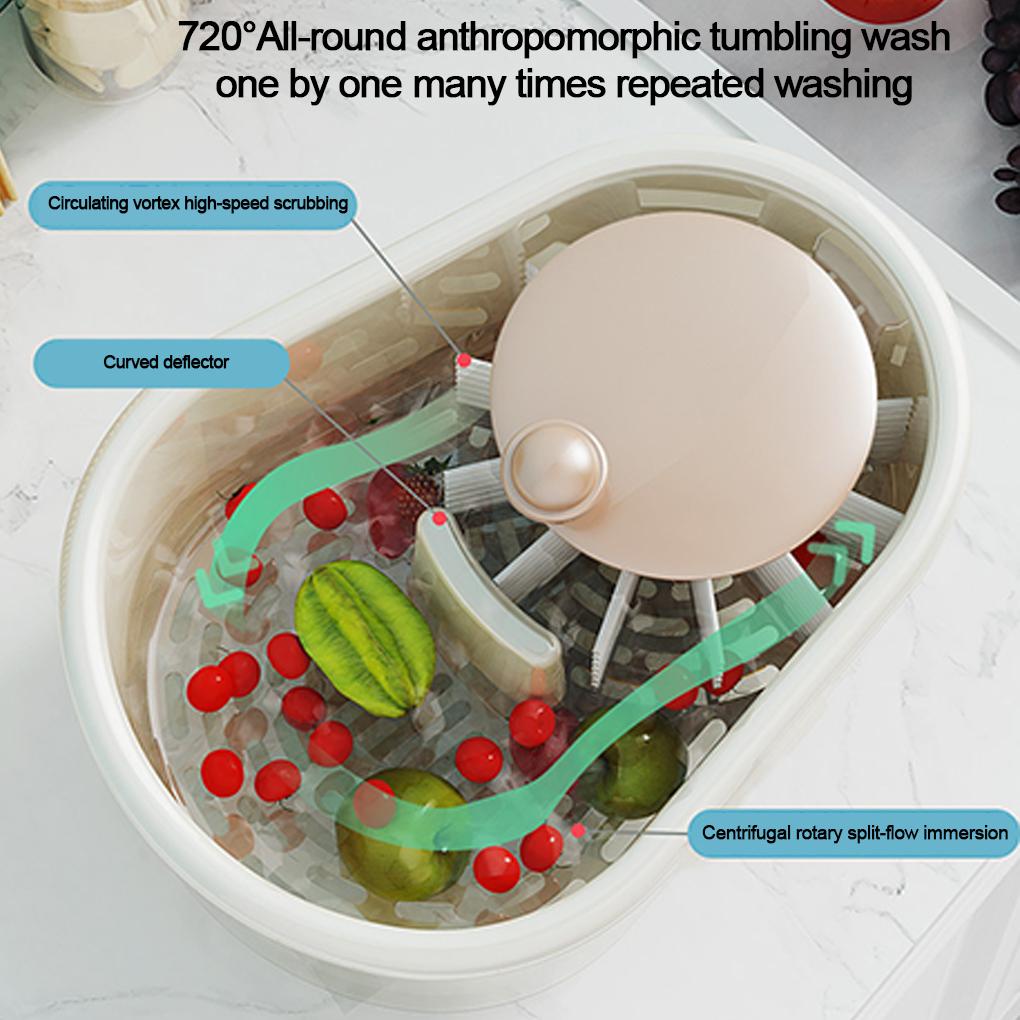 New Portable Vegetable Fruit Cleaning Spinner Labor-Saving Fruit Washers Machine Manual Kitchen Scrubber For Berries Fruits