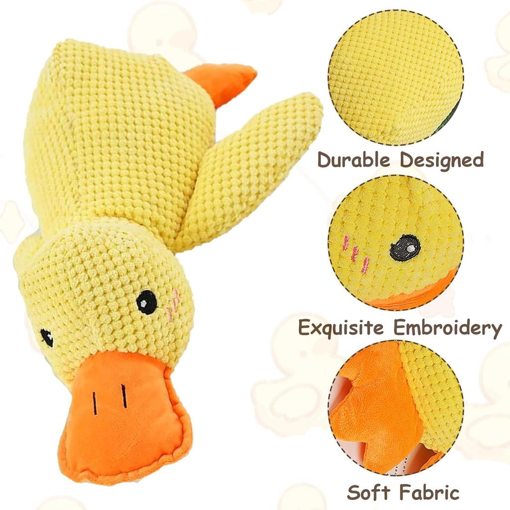 Mellow Dog Calming Duck Toy - Quacking, Squeaky, Durable for Indoor Small Dogs (Yellow)