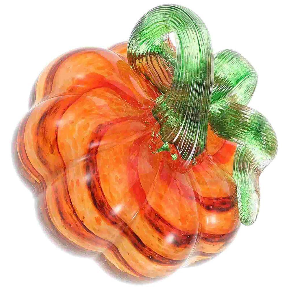 Decorative Color Crystal Pumpkin Figurine Hand Blown Glass Desktop Pumpkin Sculpture  Home