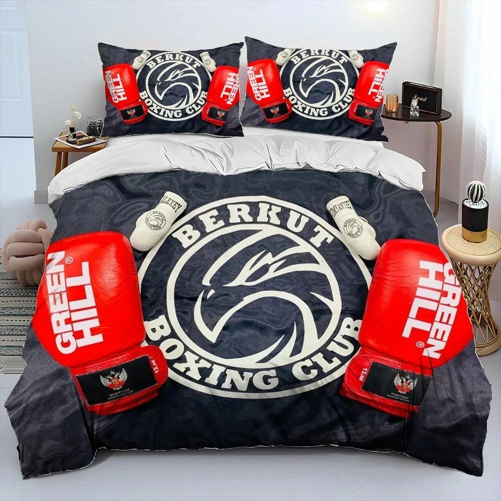 3D boxerské rukavice, boxerská bojová paplónová súprava, obliečka na perinu, obliečka na vankúš, posteľná súprava veľkosti King a Queen pre dospelých
