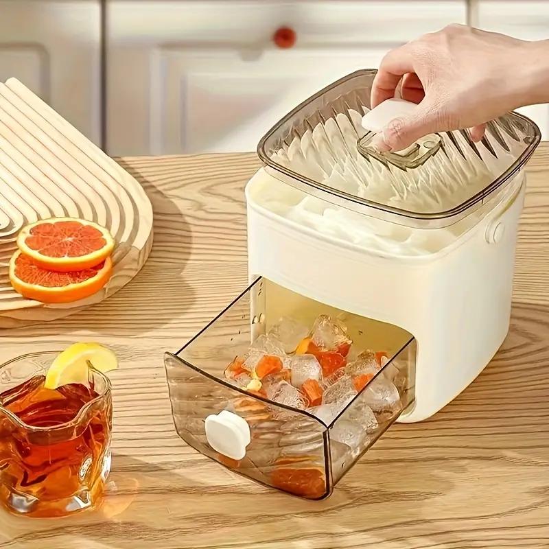 1pc 48Grid Press Type Double Layer Large Capacity Ice Cube Maker Durable Plastic ConstructionPerfect for Water,Kitchen Accessory