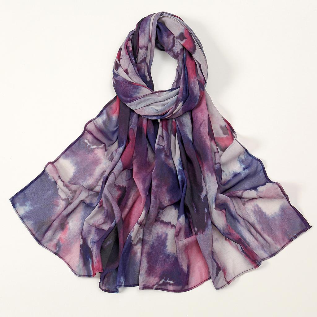 New Printed Chiffon Hijab Scarf For Women Muslim Headscarf Wraps Veils Islamic Turban Niqab Tie-dyed Headband Muslim Hijab Shawl