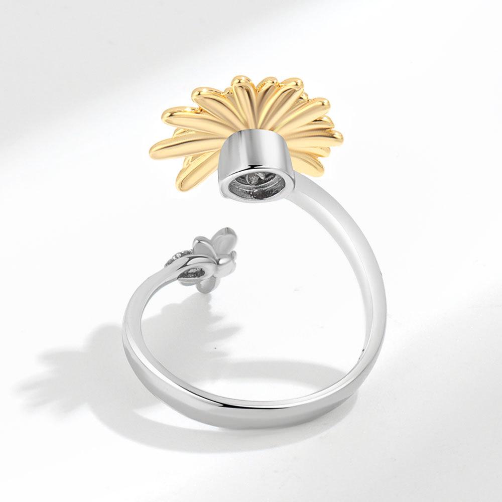 Fashion Daisy Spinner Ring Personality Sunflower Stress Relief Rotatable Finger Ring Creative Jewelry For Women
