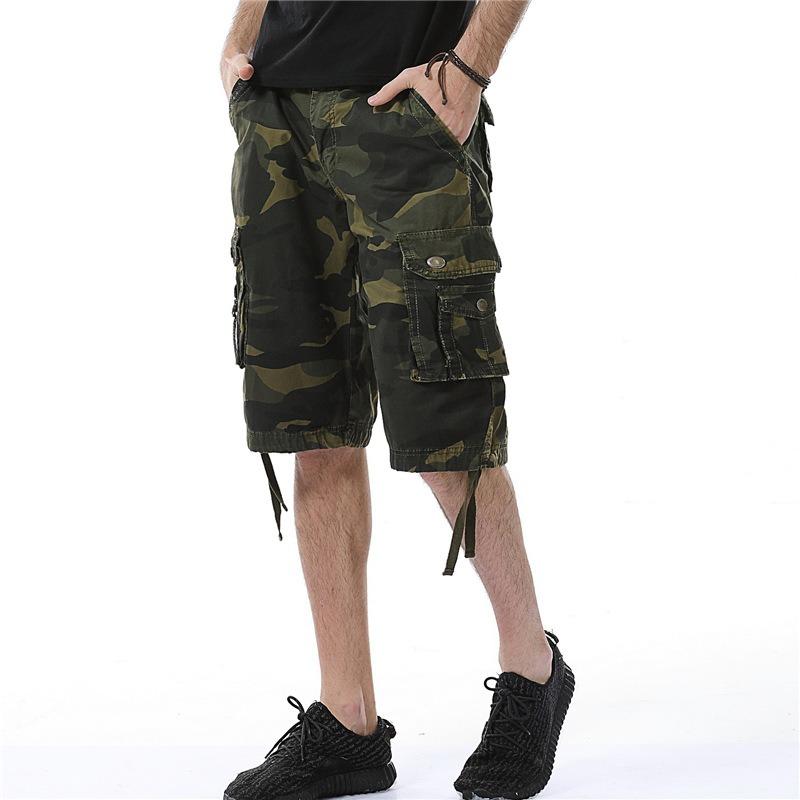 2025 Summer Men's Loose Casual Five-Pocket Work Pants Camouflage Shorts