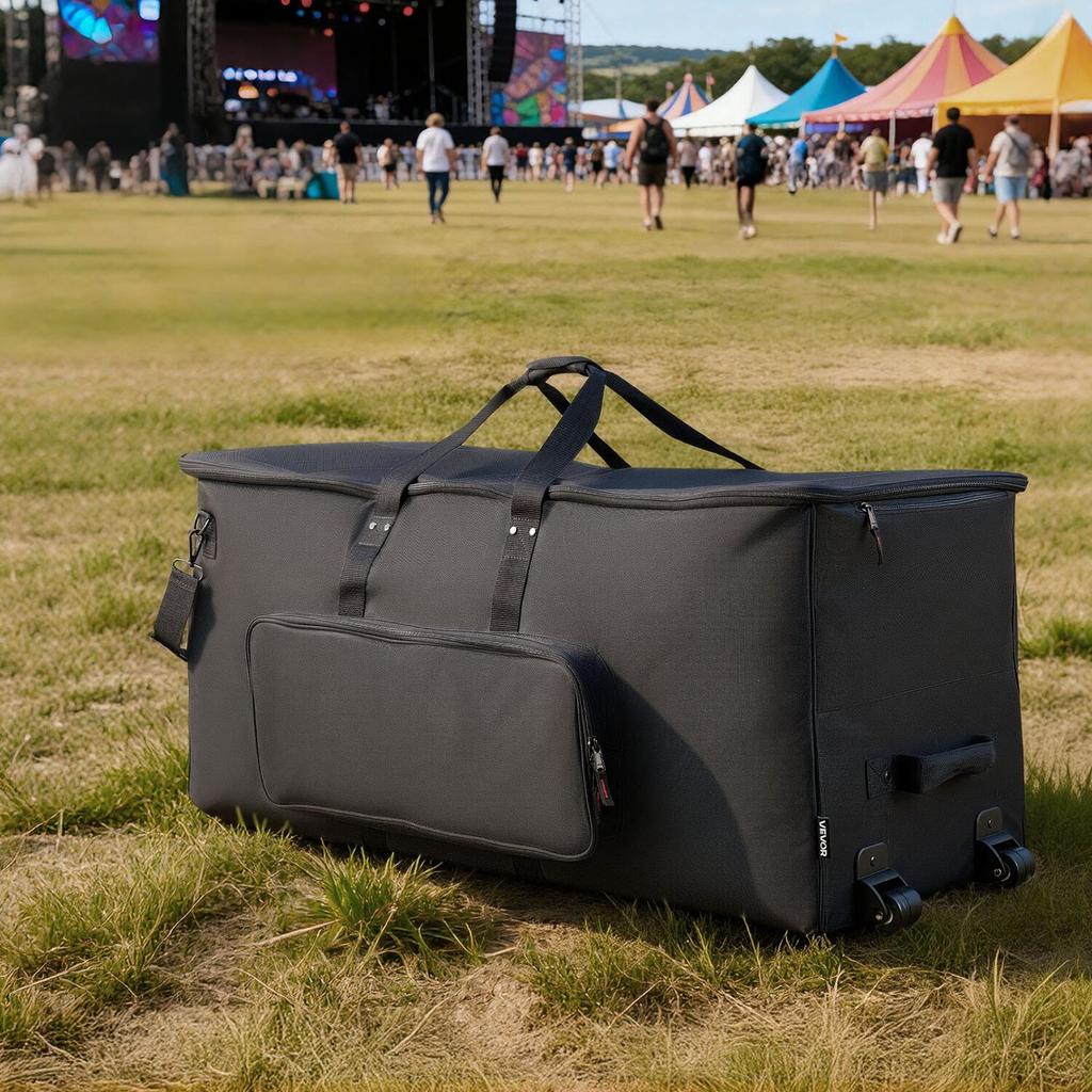 Electronic Drum Kit Bag, 600D, Padded Drum Bag with Wheels, Large 920 x 420 x 410 mm Interior, Lightweight Travel Case with Detachable Dividers, and