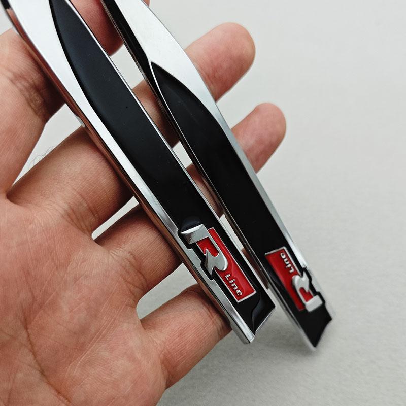 2026 Hot Sticker 2pcs 3D Metal Car Letters Logo Rline Fender Side Wing Sticker Emblem Badge For Volkswagen VW Golf 6 7 8 MK6 MK7