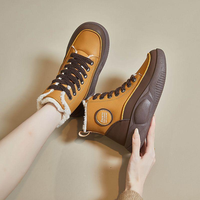 Fashionable High Top Women's Shoes 2024 Winter New Versatile Thickened Cotton Shoes Casual Sports Shoes Zapatillas De Deporte