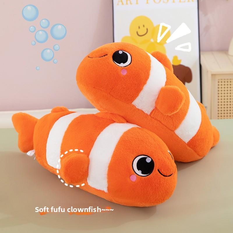 Plush Clownfish Toy Ocean Animal Stuffed Fish Cushion For Kids Playroom Decor