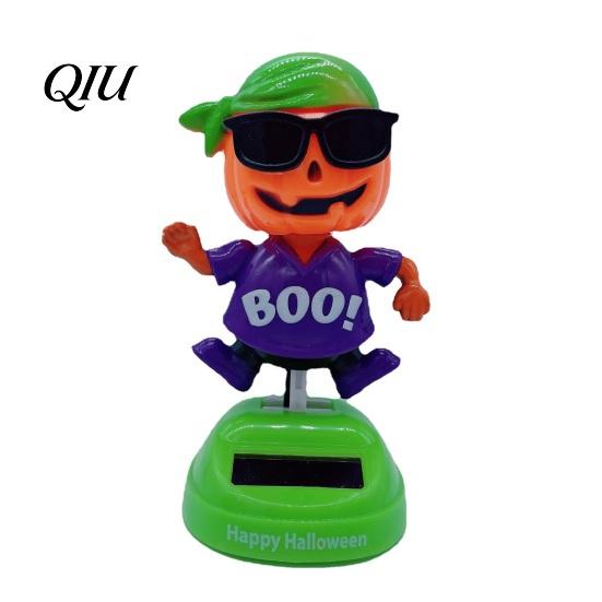 Auto-Stressabbau-Ornament Solar-Ornament, Halloween-Kürbis-Pirat Schwingende Figur, Zubehör Tanzende Schüttelkopfwagen Armaturenbrett