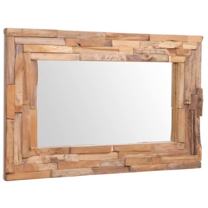 VidaXL Miroir décoratif Teck 90 x 60 cm Rectangulaire