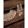 Tone Kundan & Pearls Bridal Choker Necklace Set For Women