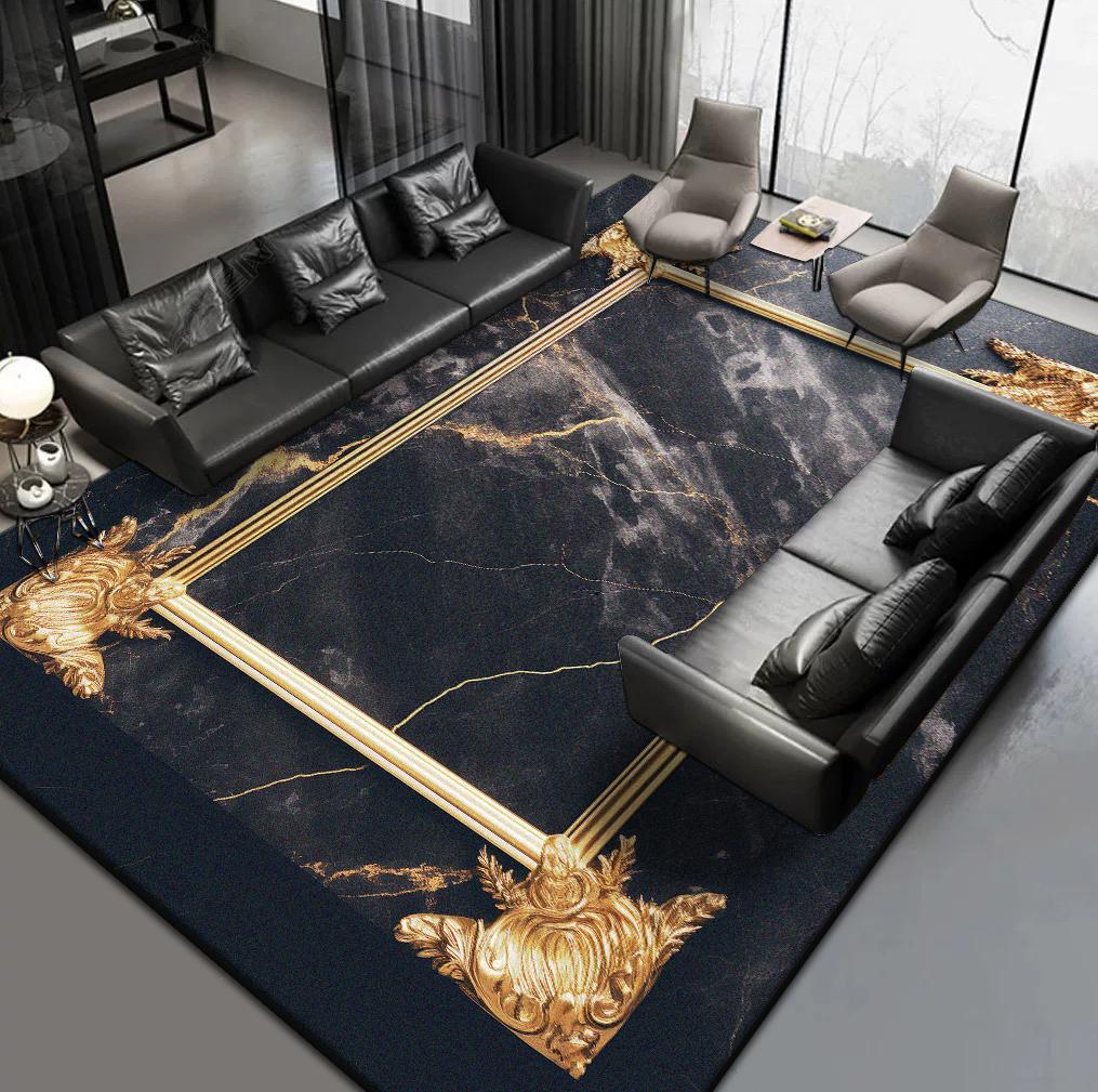 Χαλιά Σκανδιναβικού Στυλ για Σαλόνι Πολυτελές Μαύρο Χρυσό Χαλί Χολ Ξενοδοχείου Χαλί για την Περιοχή του Καναπέ Διακόσμηση Σπιτιού Υπνοδωματίου Πατάκι Δαπέδου για Γκαρνταρόμπα