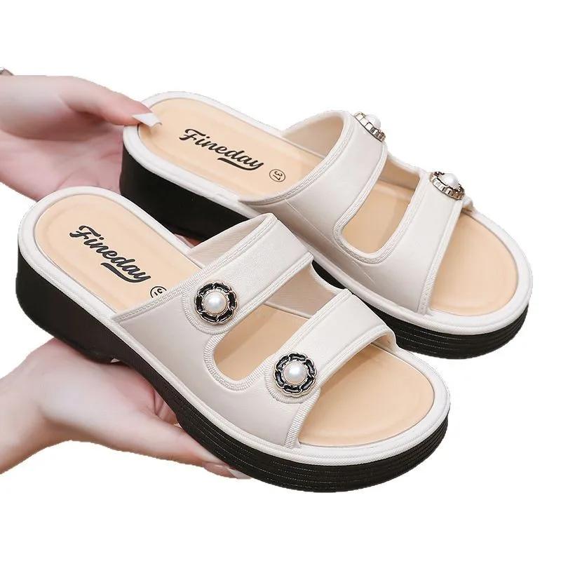 Fashion 2025 Summer High Heel Sandals Casual Non Slip Slippers Outdoor Fashion Slippers New Sandals Women's High Heel Shoes Women Shoes