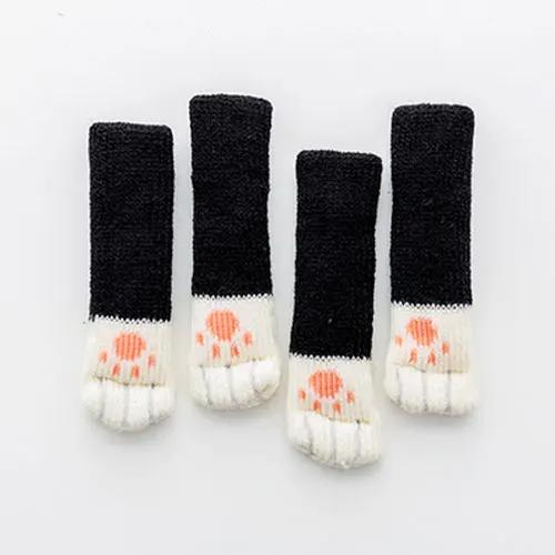 

4Pcs Cat Paw Table Foot socks Chair Leg Covers Floor Protectors Non-Slip Knitting Socks For Furniture Cartoon Home Decor