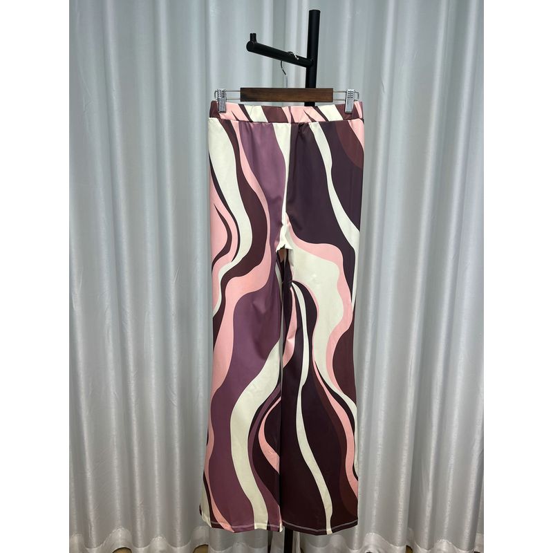 Cider Fashion Style Pop Geometric Pattern High Waist Slimming Flared Pants Mop Pants Trendy Women's Pants