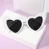 New In Luxury Fine Shimmering Love Pearl Sun Glasses Women Heart Glasses Casual Bling Sunglasses Lentes  Mujer