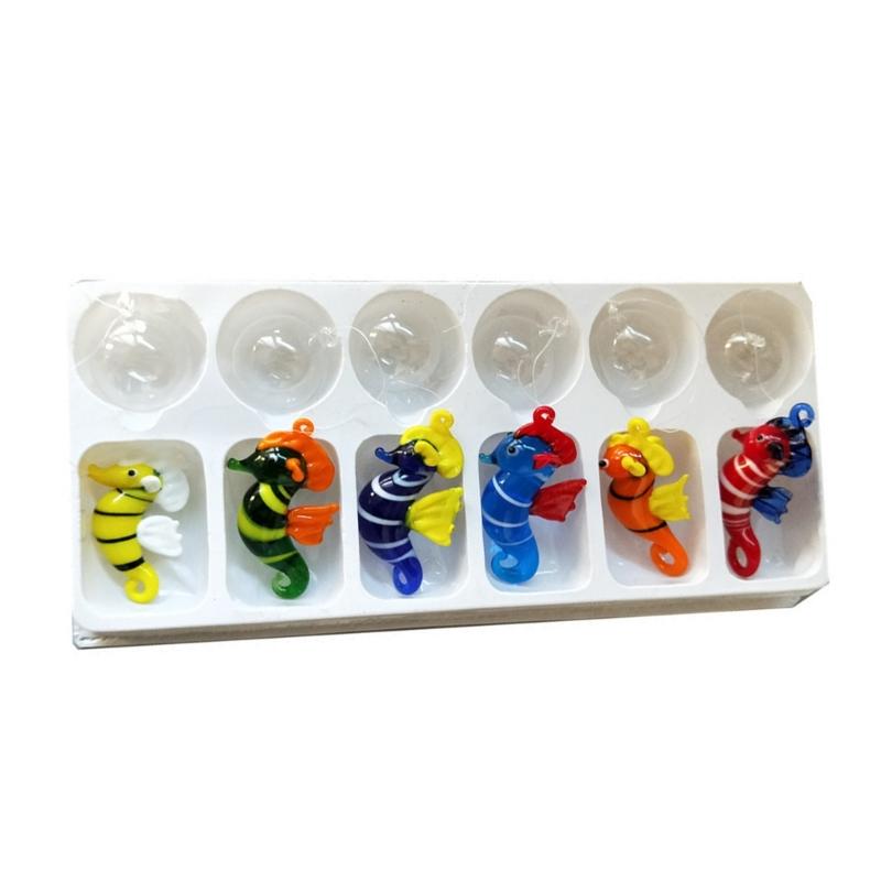 

Pack of 6 Glass Marine Life Hanging Decorations Aquarium Glass Creature Hanging Ornaments Set Perfect for Any Tanks