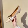Pointed Nude Inner Height Increase Single Shoes Women's 2025 New Huizhou Women's Shoes Patent Leather French Versatile Light Mouth Flats