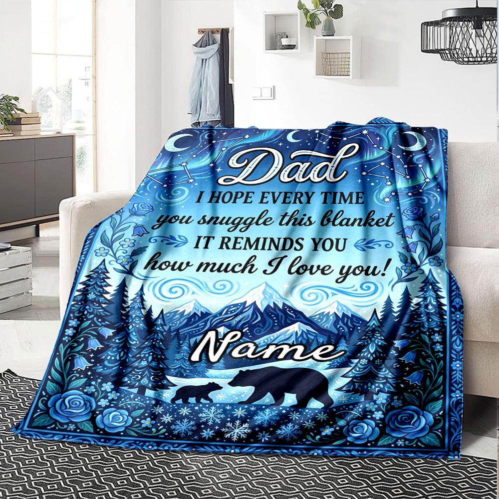 Warm Memories Of Father'S Day Themed Blanket Personalized Name Soft Warm And Versatile For Sofa Bed Office And Travel Machine Washable Comfortable In