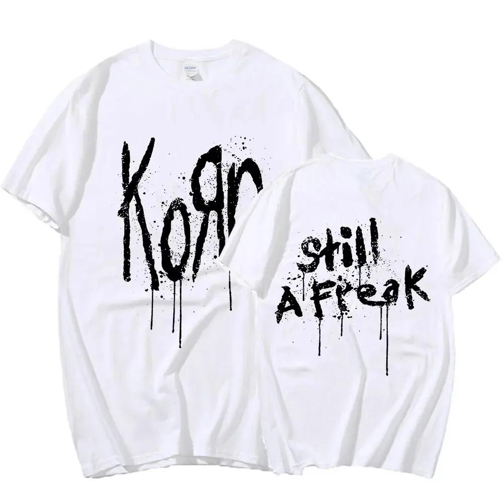 Korn Musikkonsert Rockeband VERDENSTURNÉ Bomulls T-skjorte Menn Kvinner Kortermet T-skjorte Sommer Oversized T-skjorter Topper