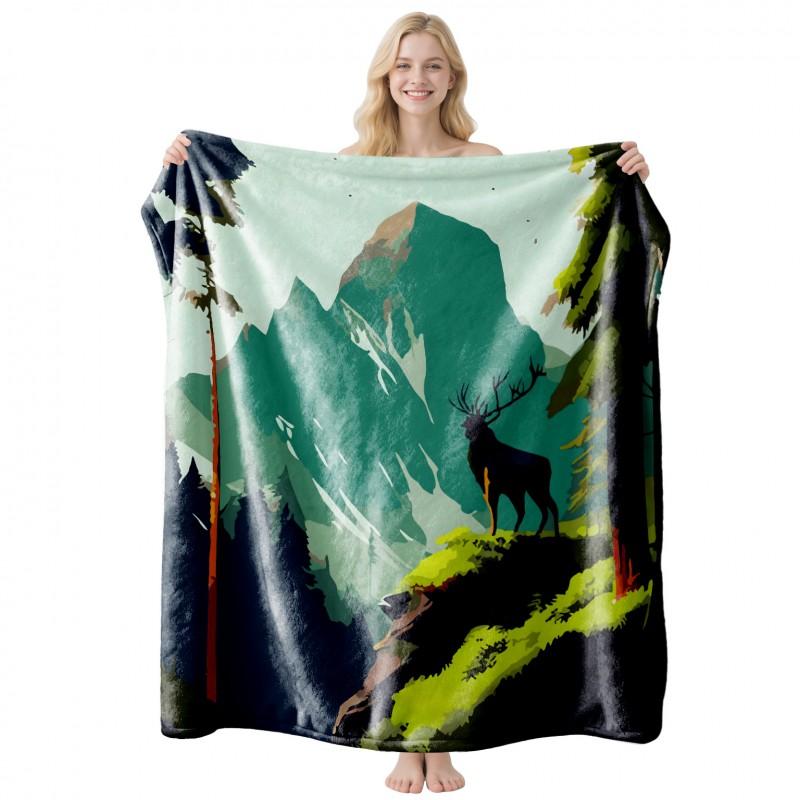 Cool Contrast Tiger Print Flannel Blanket Soft Nap Air Conditioner Throw Home