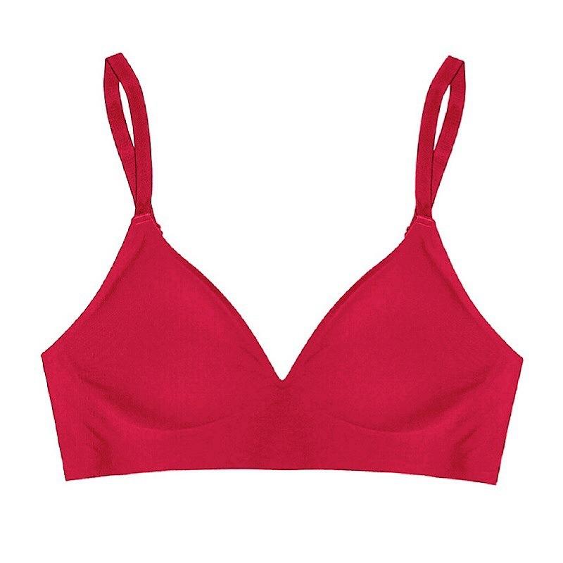 

New waist thin chest red seamless bra underwear thin women s comfortable bra without steel ring XL