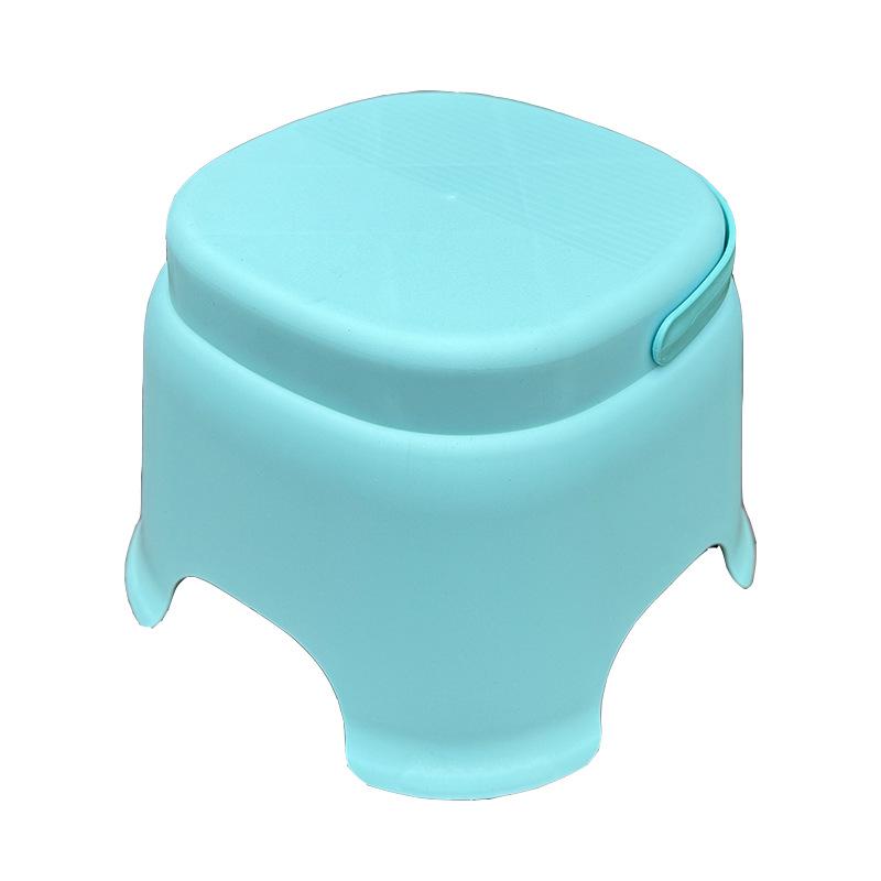 Adorable non-slip plastic stool for kids' bath and shoe changing - durable, portable, and waterproof.