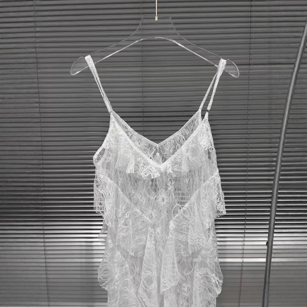 European station summer new sweet air streamer lace design solid color fairy suspender dress female tide
