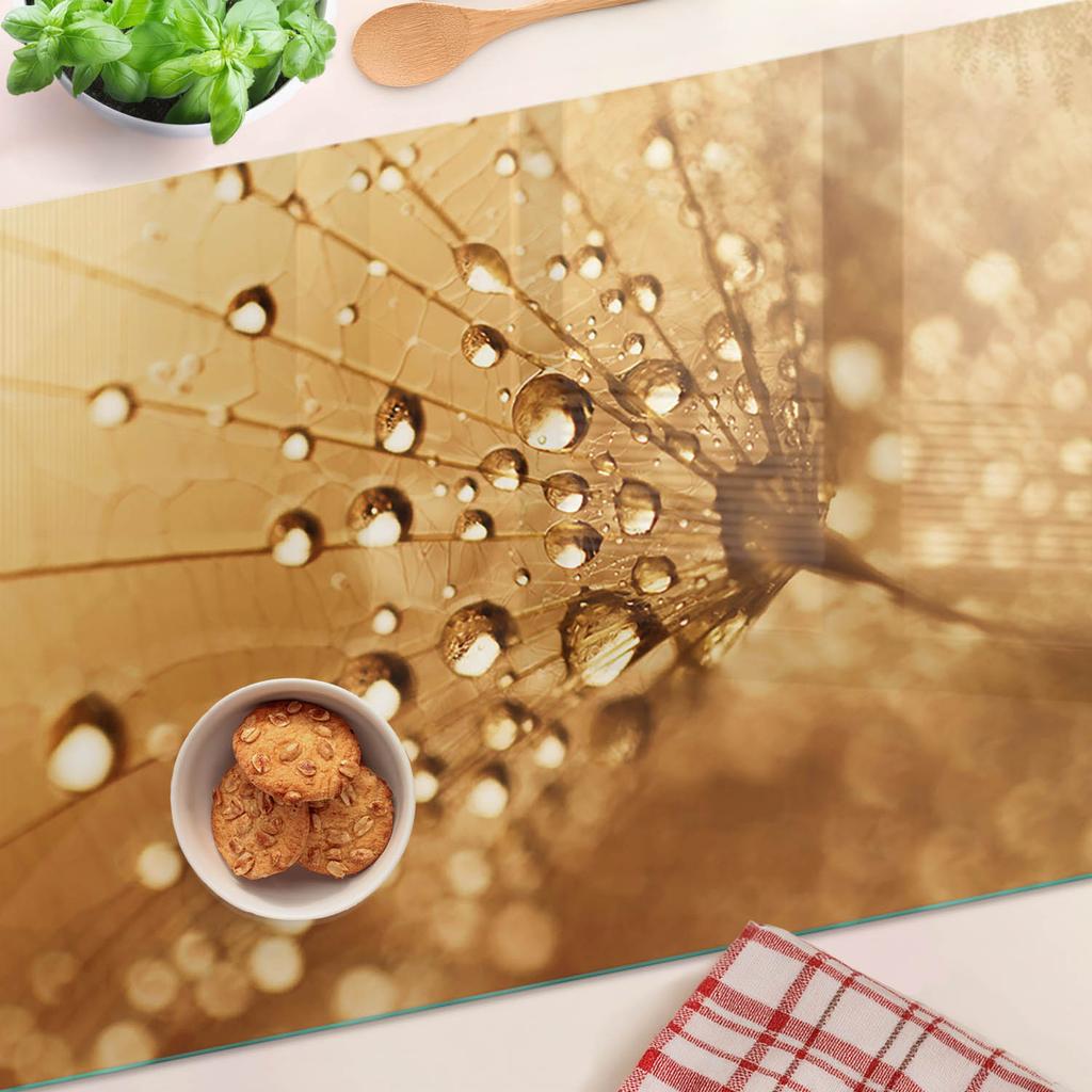 Glass Kitchen Chopping Board with Decorative Dandelion Graphic 80x52 Cm