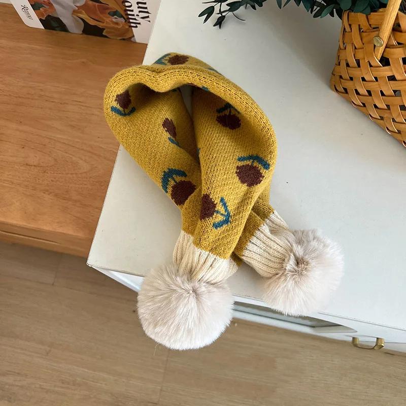 

Kids Winter Scarf Floral Patchwork Windproof Neck Warmer Boys Girls Outdoor Cold Weather Neck Cover 11x63cm&POLYESTER жовтий