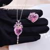 The Blogger Has The Same Heart-Shaped Morganite Ring Pendant For Women, Bright And Light Luxury, Full Of Diamond Powder Heart Necklace, Colorful