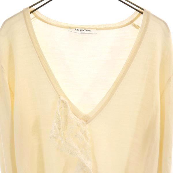 VALENTINO Long sleeve V neck sweater 48 beige knit Women Used