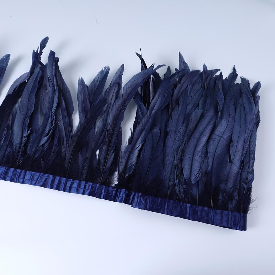 Rooster Feather Trims 2M Rooster Cock Tail Feather Fringes DIY Handicrafts for Clothes Ribbon Carnival Accessories