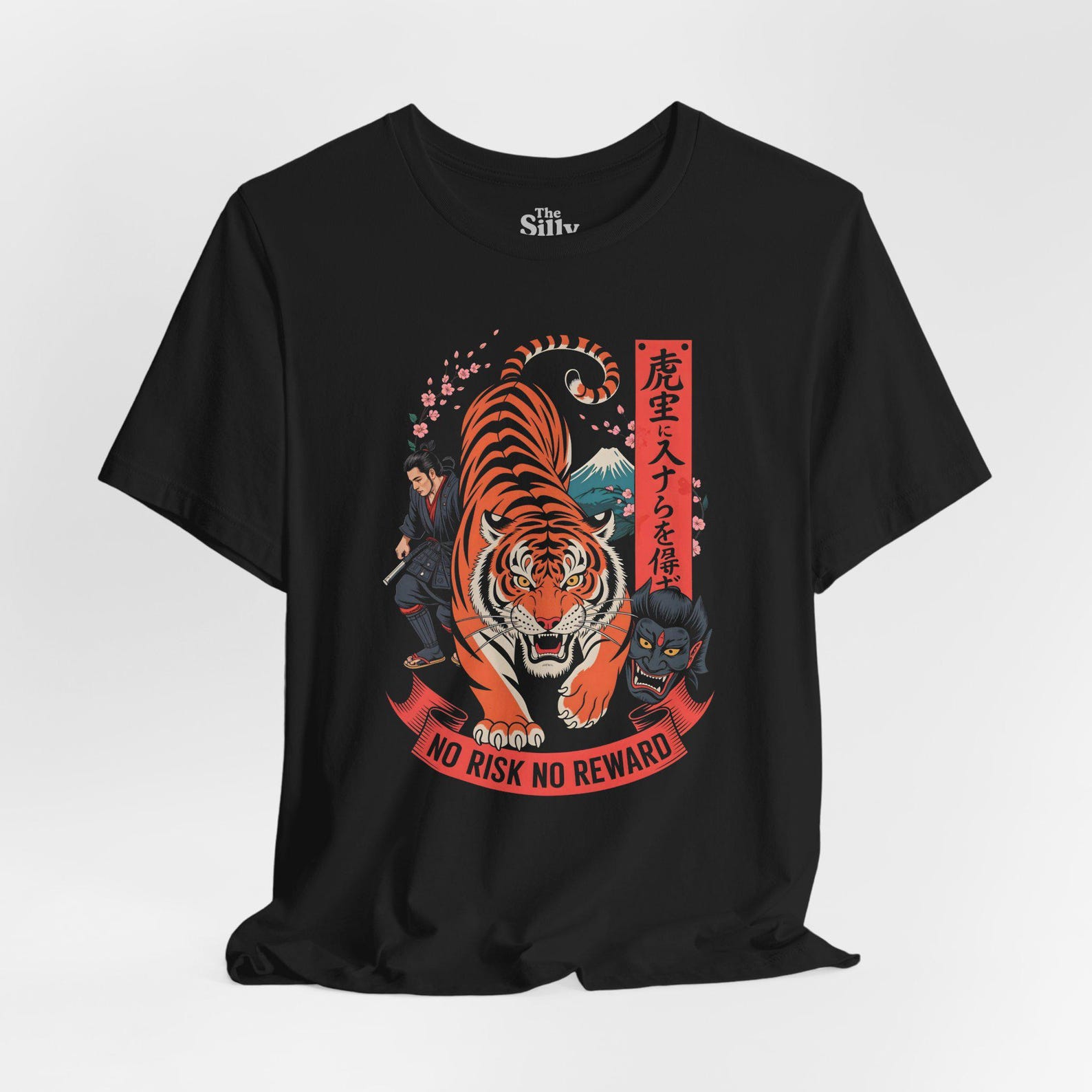 Samurai Tiger T-Shirt, Japanese Art, Oni Warrior Design M
