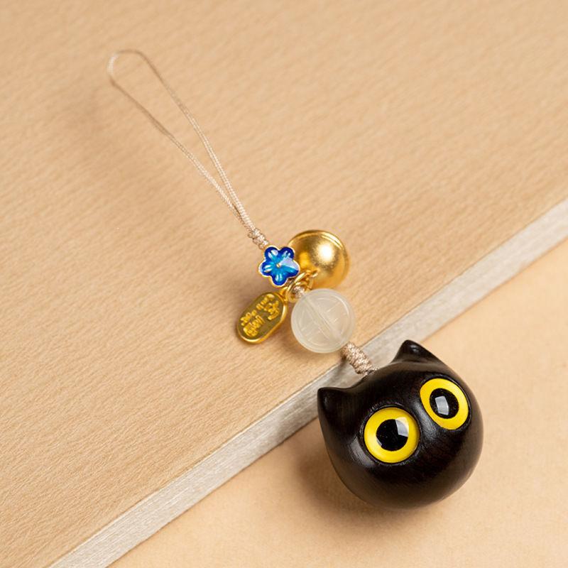 1Pc Wooden Cat Keychain Anime Cute Mobile Phone Chain Car Wooden Pendant Personality Creative Cute Keychain Accessories