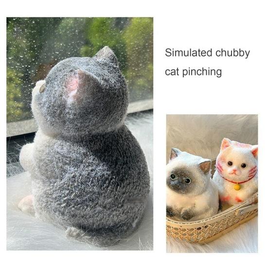 Simulation Cat Squeeze Toy Anxiety Stress Relief Kitten Pinch Sensory Toy Kids Adults Soft Silicone Stress Ball Animal Fidget Toy